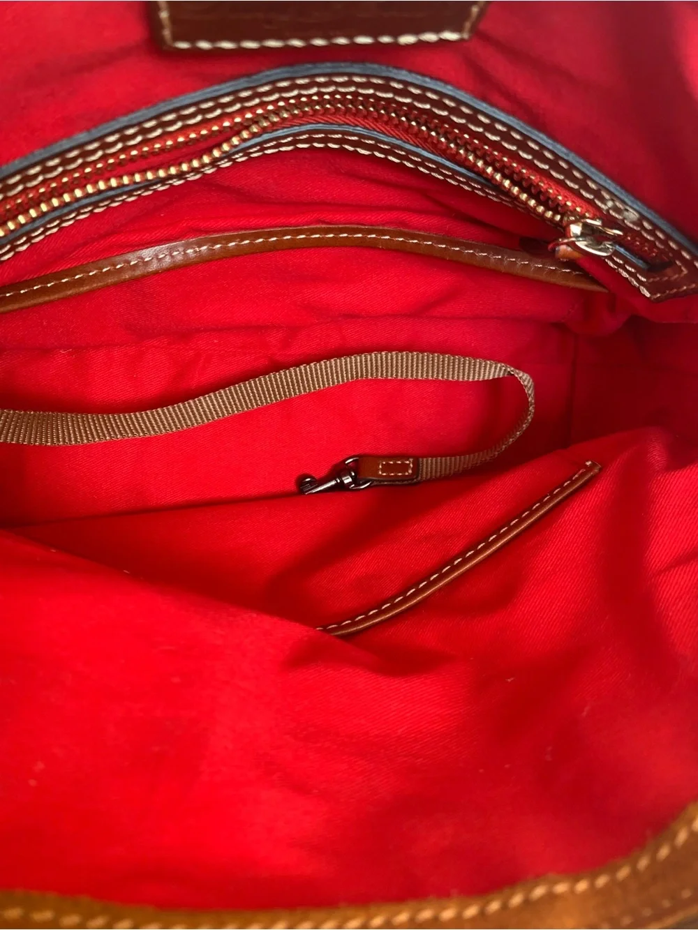 GUC. Dooney & Bourke Suede Satchel in honey Brown with Tan Leather Trim.